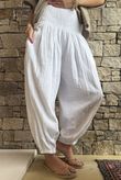 Annie Cushion Cotton Cuff Barrel Pant White